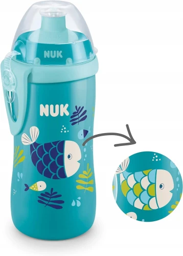 NUK Junior Cup BUTELKA 18 m+ ustnik push-pull 300 ml EFEKT KAMELEONA