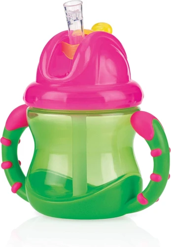 NUBY Flip-it Cup kubek niekapek ze słomką 12 m+ 240 ml
