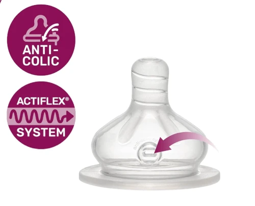 NIP szklana butelka ze smoczkiem rozmiar S wolny przepływ 120 ml ACTIFLEX