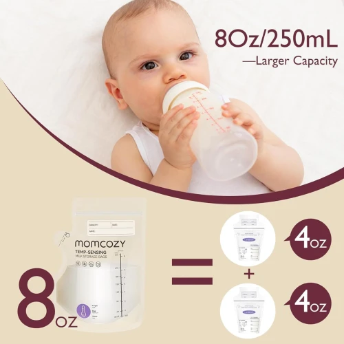 MOMCOZY Torebki do Przechowywania Pokarmu 120szt 250ml CZUJNIK