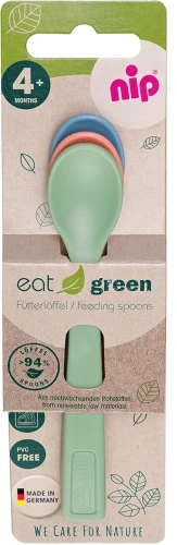 NIP Eat Green zestaw łyżeczek 3 sztuki 14 cm 4 m+