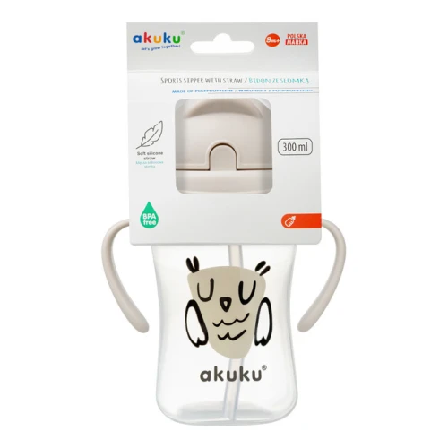 AKUKU bidon z chowaną słomką 300ml 9msc+