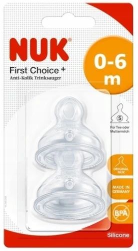 NUK First Choice+ smoczek silikonowy do butelki 0-6 M 2SZT