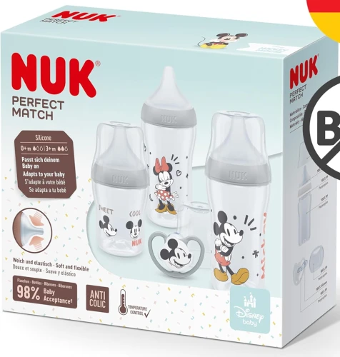 NUK Perfect Match zestaw startowy butelki + smoczek Mickey Mouse