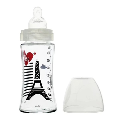 DODIE Sensation+ PARYŻ szklana butelka 270 ml 0-6 m smoczek 2 średni przepływ