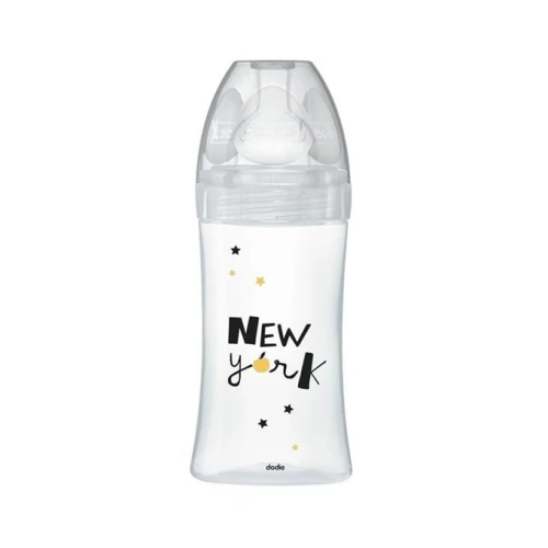 DODIE Sensation+ NOWY JORK szklana butelka 270 ml 0-6 m smoczek 2 średni przepływ