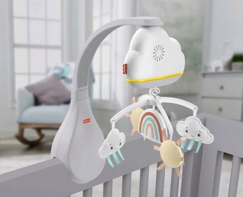 FISHER PRICE 2w1 karuzela z czujnikiem hałasu, lampka nocna na stolik